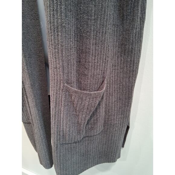 Barefoot Dreams Cozy Chic Ultra Lite Gray Knit Sleeveless Long Cardigan Large - Picture 4 of 7